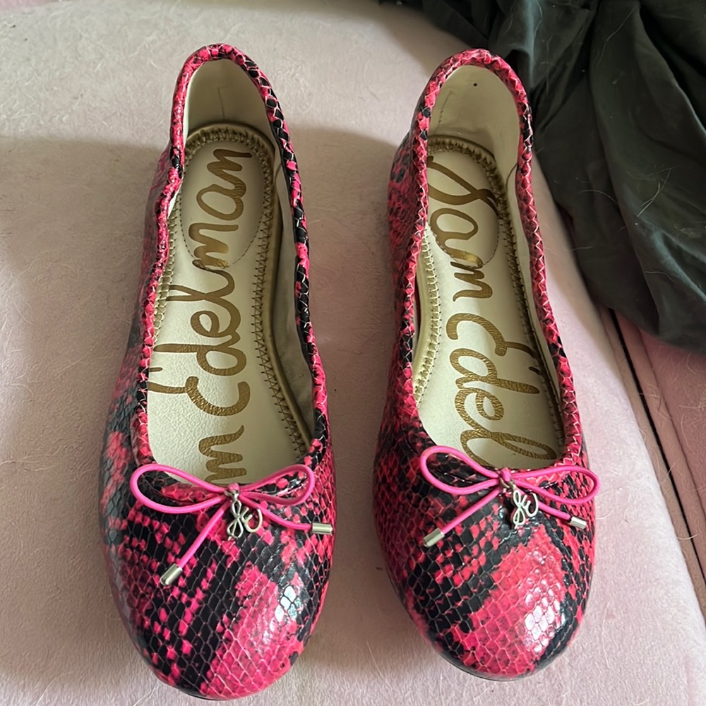 This Barbie Wears Sam Edelman Pink Python Ballet … - image 1
